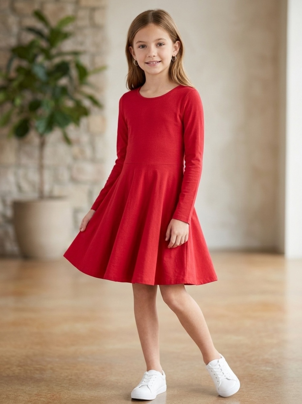 The Children's Place Red Long-Sleeve Twirl Dress